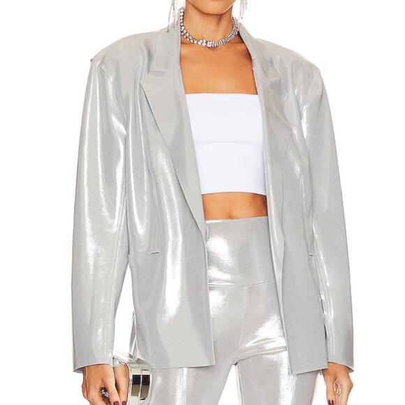 Norma Kamali Single Breasted Straight Fit Jacket - Silver - Picture 1 of 6
